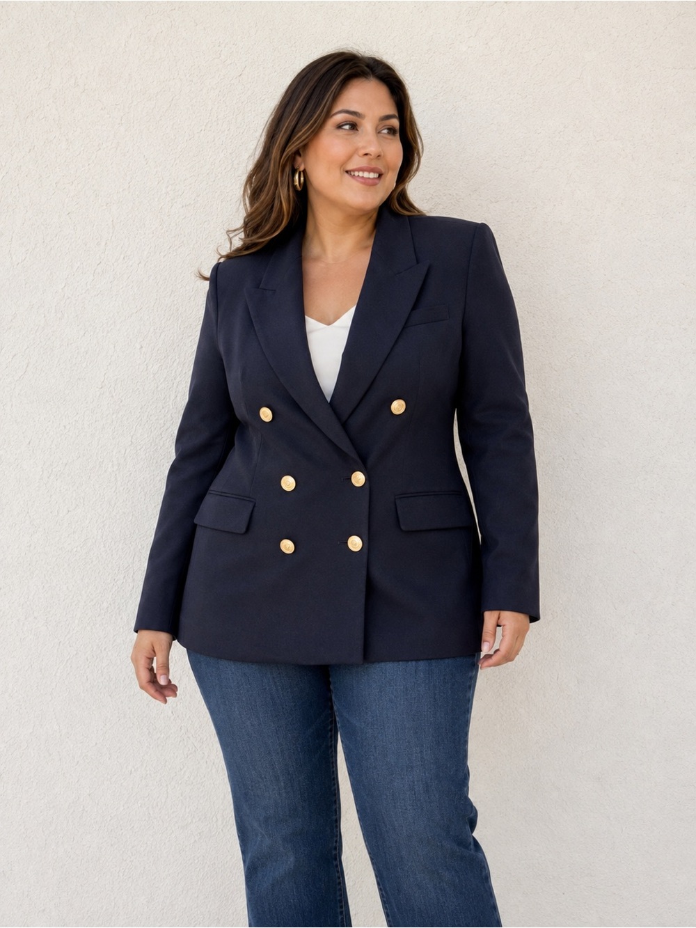 VINTAGE 100% Wool Talbots Navy Double-Breasted Blazer with Gold Buttons 12